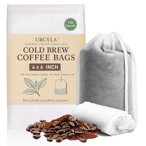 URCYLA Cold Brew Bags, 120 Count Brew Coffee Filter Bags, 4 * 6 Inch Fine Mesh Drawstring Pouches...