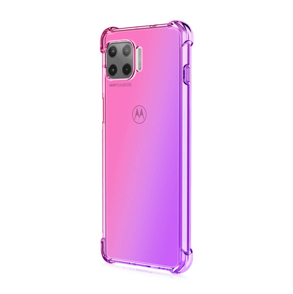 Custodia Trasparente Sfumata Per Motorola Moto G 5G Plus | Rosa/Verde | Morbida TPU Antigiallo | Con Foro Per Cordino - 3
