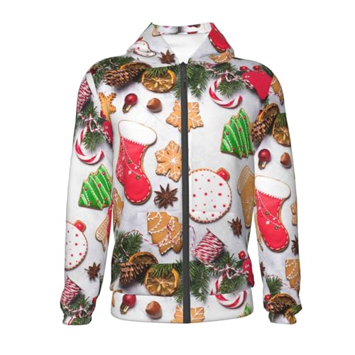 Christmas Gingerbread Cookies Kids Pullover Hoodies Boys Zip Up Sweatshirts Girls Athletic Clothes with Pocket2