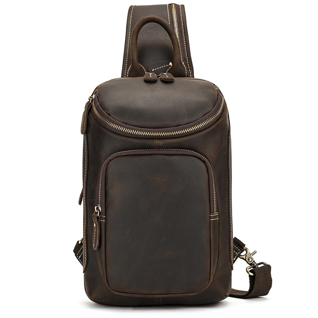 JSEIAJB Chest Bag Large Capacity Retro Shoulder Bag Multi-functional Casual Crossbody Bag