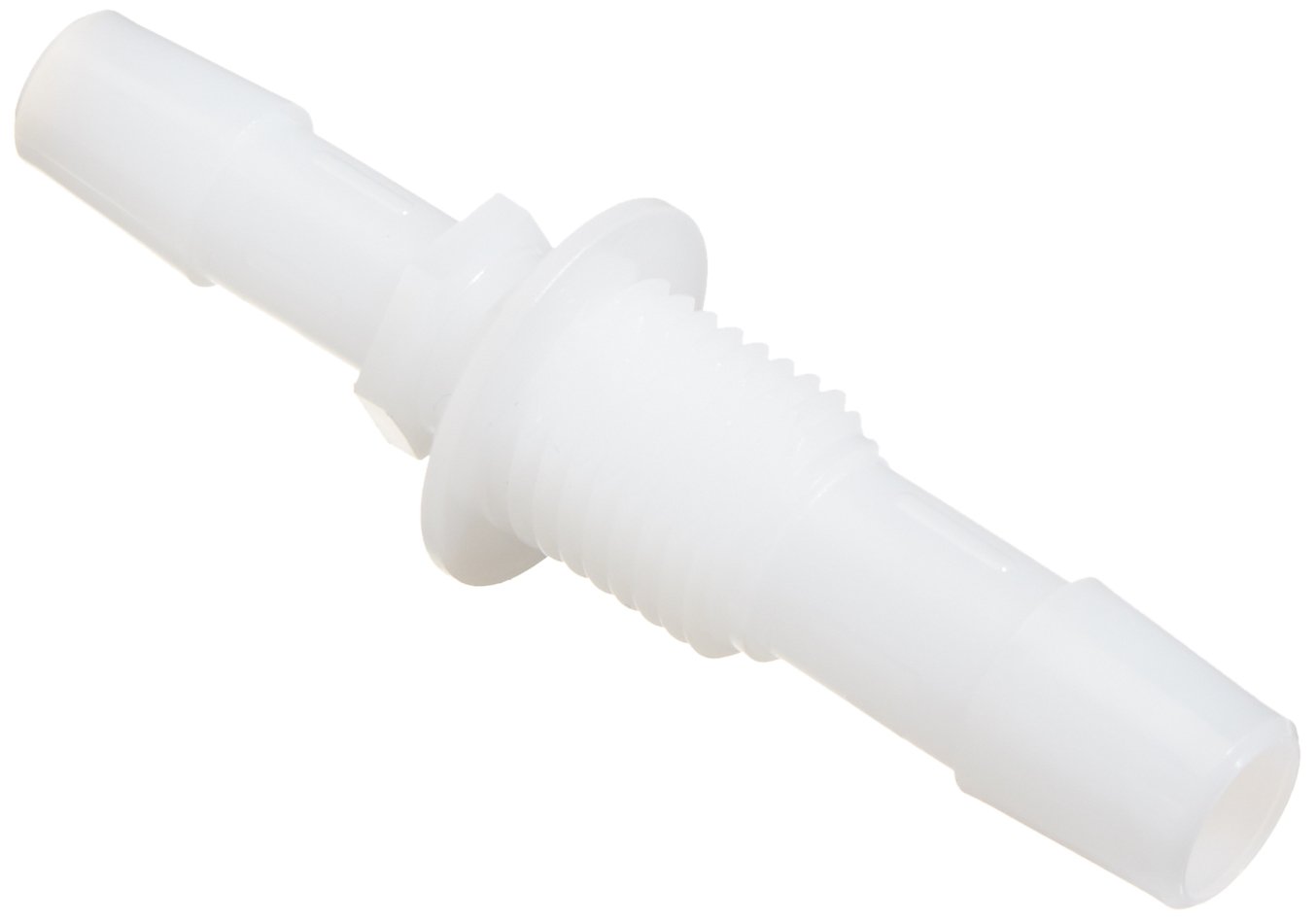 Eldon James BH4S-6-5HDPE High Density Polyethylene Barbed Bulkhead Adapter Fitting, 3/8" x 5/16" Hose Barb, 1/4-18 NPSM Thread (Pack of 10)