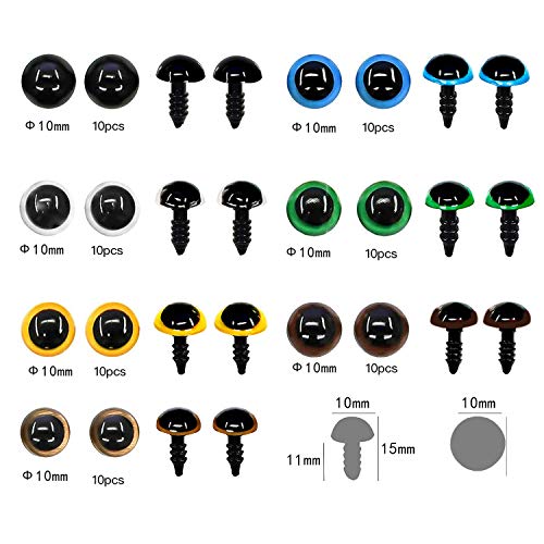 TOAOB 70pcs 10mm Safety Eyes for Crochet Dolls Eyes Plastic Amigurumi Eye Colorful Crochet Eye with Washers Amigurumi Doll Making DIY Craft Plush Animals - Image 2