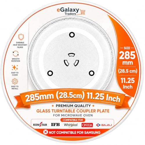 Image of J K b K - Microwave Oven Glass Turntable Coupler Plate 285mm (28.5cm) 11.25 Inch Compatible for Kenstar, IFB, Whirlpool, Onida & Bajaj Microwave Ovens (Not Compatible for Samsung)