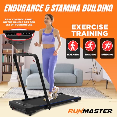 Image of RunMaster Under Desk Treadmill for Home and Office - 320lbs Weight Capacity, Quiet, Efficient, Walking Pad, Four LED Display, Space-Saving Portable Jogging Machine with Remote Control