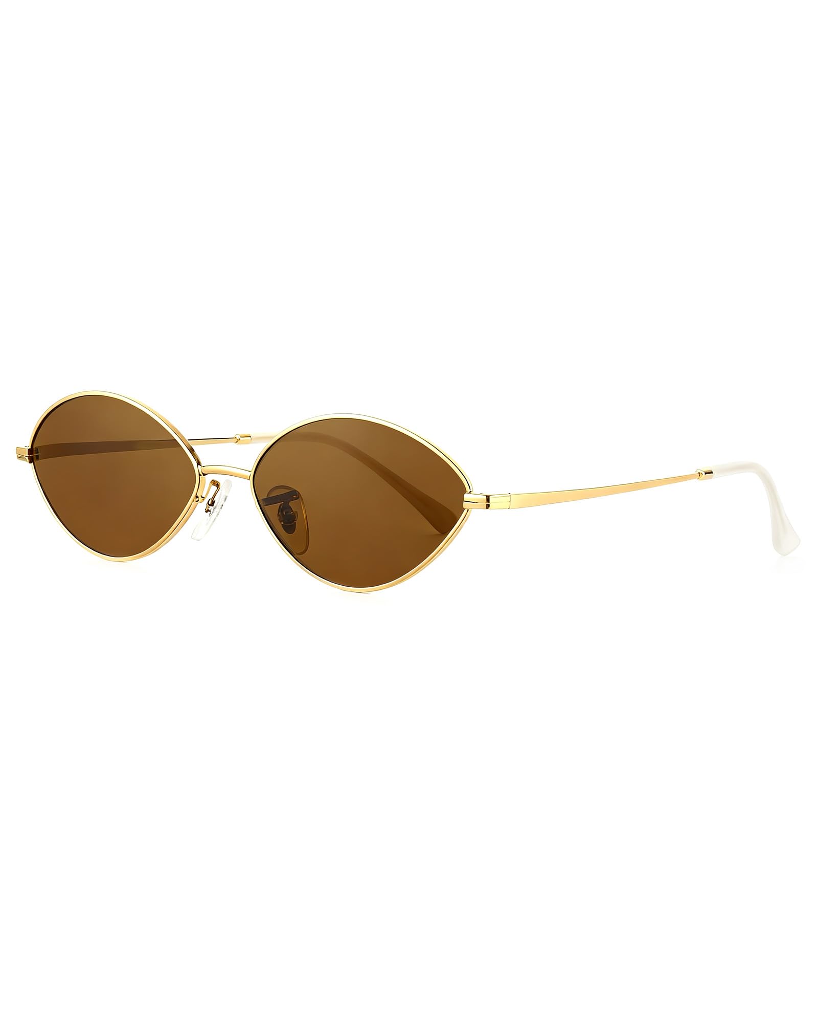 JIM HALO Vintage Oval Metal Sunglasses - Chic Cat Eye Style UV400 Protection Sun Glasses for Daily Outdoor