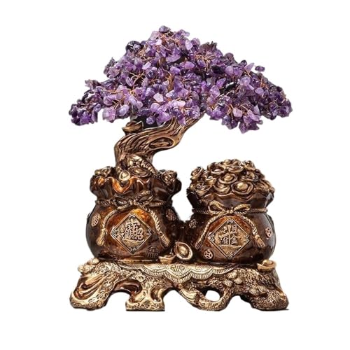 Borddekoration Hem Fortune Tree, Crystal Feng Shui Tree, Invigningsfirande Vardagsrum Inredning Ornament Tur(Purple)