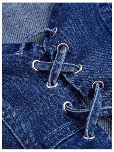 MakeMeChic Women's Denim Vest Tie Front Sleeveless Fitted Y2K Jean Vests Tank Top3