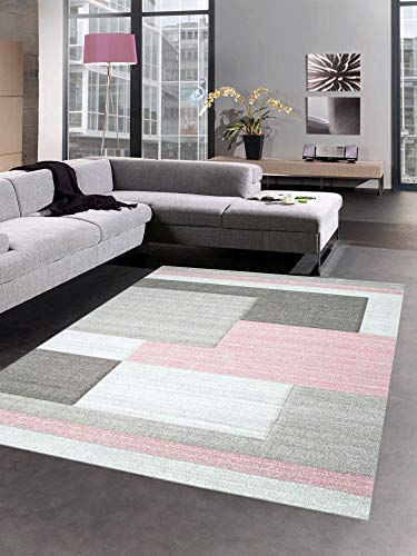 Tapis de salon Karo rose pastel pour une ambiance cosy 160x230 cm