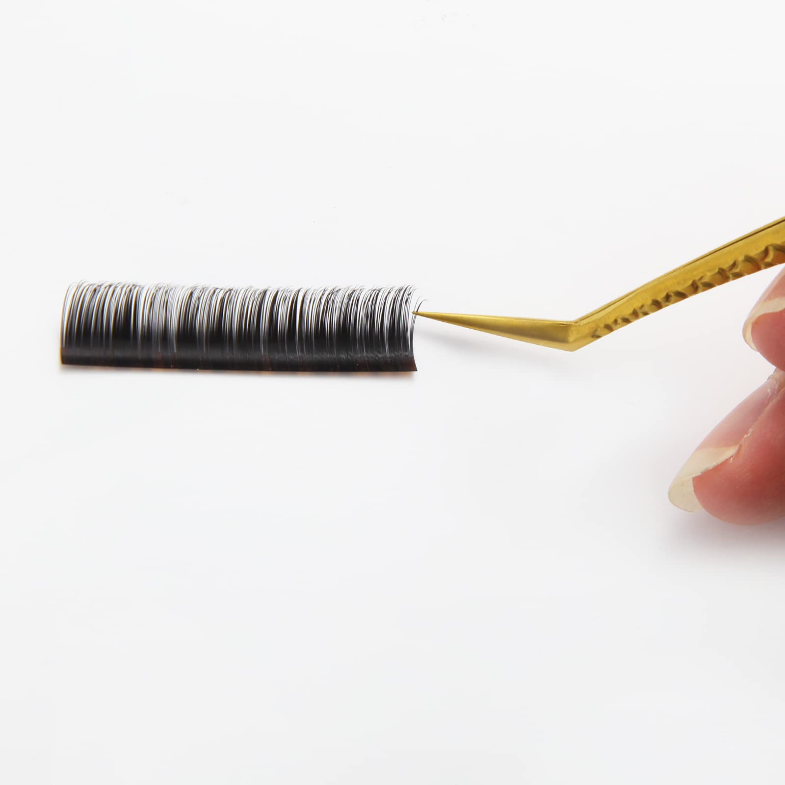 FEITA Diamond Grip - Pinzas de precisión para extensiones de pestañas, acero japonés, con forma de delfín y punta angulada, herramientas de aplicación de pestañas postizas, color dorado, 2 unidades