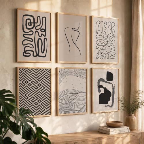 Image of kotart Boho Theme Digital Painting for Wall Decoration - Minimal Art Prints Living Room Bedroom Office Decor (14X20 Inch, I) Pack of 6