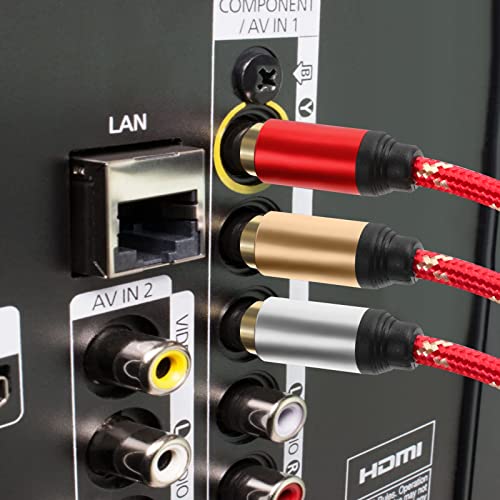 Janmmdeg 3Rca Audio Video Cable 10Ft, 3-Male To 3-Male Rca Stereo Cable Av Cable For Tv,Dvd,Vcd,Vcr, Set-Top Box, Home Theater, Speaker, Amplifier, Camcorder, Projector, Game Console & More #TOP3