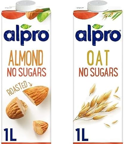 Alpro şekersiz bitkisel içecek seti (Badem ve yulaf, 2 x 1 L)