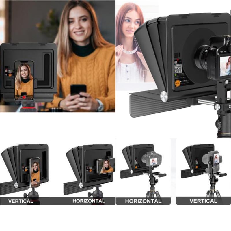 LENSGO TC7 II Faltbarer Teleprompter für Kamera/Smartphone – tragbar, Bluetooth-Fernbedienung, hochauflösendes Display, universelle Kompatibilität (Universalversion für Kameras)