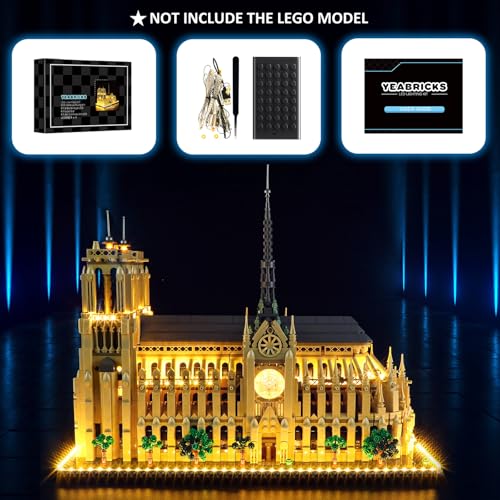 Image of YEABRICKS LED Light for Lego 21061 Architecture Notre-Dame de Paris Building Blocks Model (Lego Set not included)