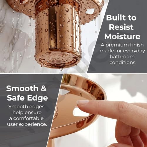 Image of Plantex J4 Stainless Steel Toothbrush Holder for Bathroom /Toothbrush Stand for Bathroom /Tumbler Holder /Bathroom Accessories (PVD Rose Gold Finish) Onix