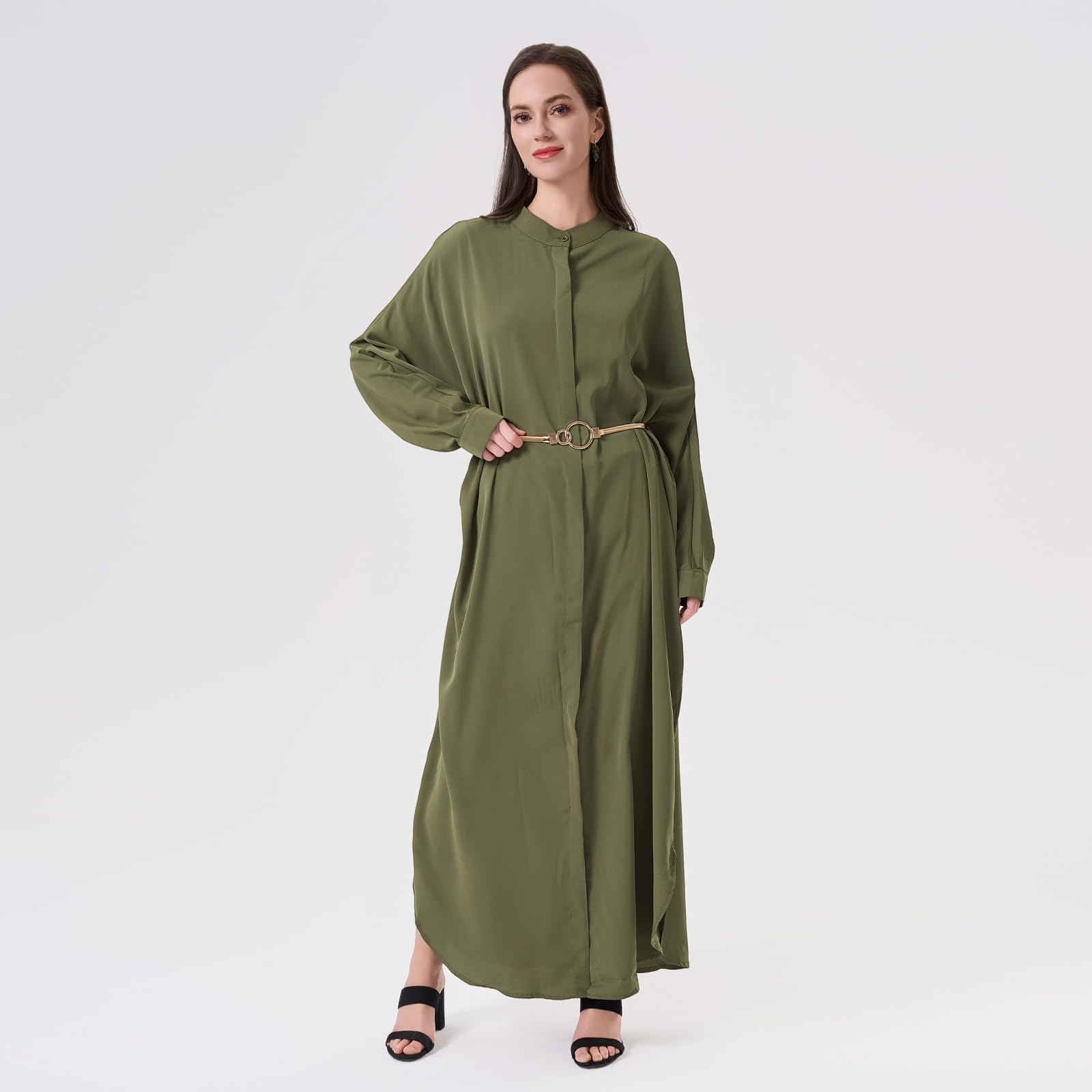 Muslimische Abaya Damen,Einheitsgröße XL(passend für EU 42–58),Gebetskleidung für Muslim Frauen,Vollverkleidung mit Verstellbarer Taille,Locker Bequem Weich,für Ramadan Eid Alltag Hochzeit