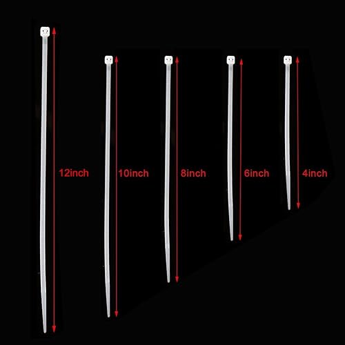 Miniatura 6 de Bridas de nailon autoblocantes para cables, 4, 6, 8, 10, 12 pulgadas, ancho de 0.16 pulgadas, 500 lazos resistentes para el hogar, oficina, jardín,