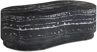 Pemberly Row Black Faux Marble Indoor/Outdoor Concrete Coffee Table