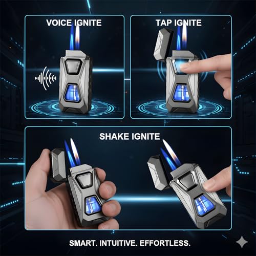 Encendedor Doble Llama Activado por Voz USB Recargable miniatura 4