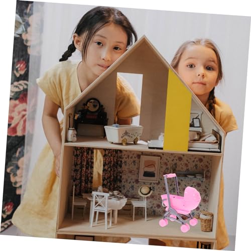 GALPADA Doll Stroller Für Junge Mädchen Mini Puppenwagen Spielzeug Für Jahre Alte Mädchen Leichter Und Kompakter Buggy Für Puppenhaus Fördert Hand-Auge-koordination Und Wahrnehmung – Bild 4
