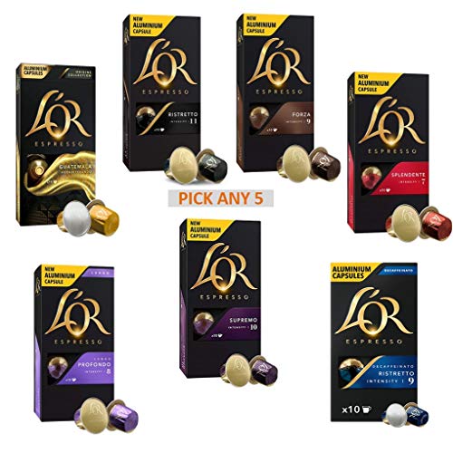L Or Espresso  Nespresso Compatible Coffee Capsules. Pick Any 5 Packs, Inc. Ristretto, Profondo, Supremo, Forza, Splendente, Decaf and More