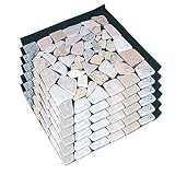 リビングアウト(Living Out) 天然石マット 30×30cm 6枚セット ブラウンミックス タイル 石畳 敷石 防草シート 庭石 DIY 洋風 防草マット 雑草対策 ガーデン 敷くだけ 置くだけ