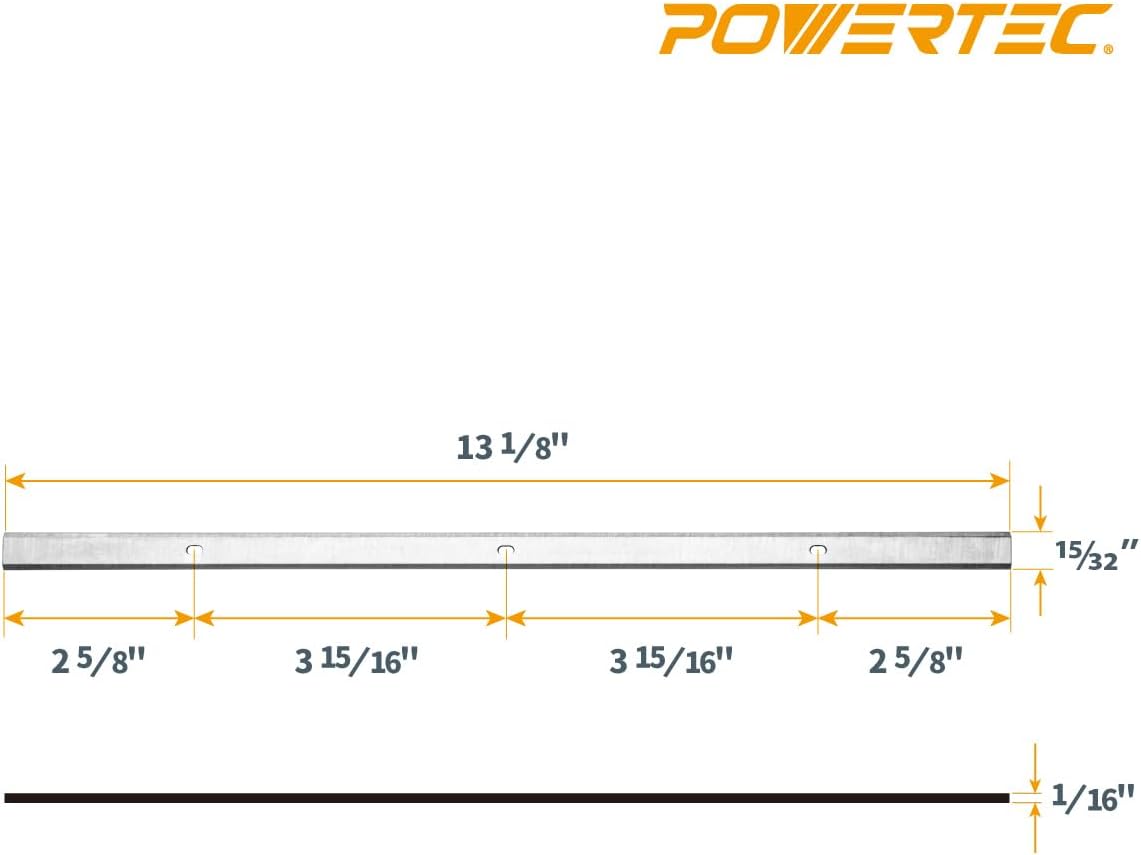 POWERTEC 13 Inch Planer Blades for Delta 22-580, 22-555, Grizzly G0689, Craftsman 21743, POWERTEC PL1300, Steel City 40100 Planer, Replacement for Delta 22-549 Planer Knives, Set of 4 (12802DD)