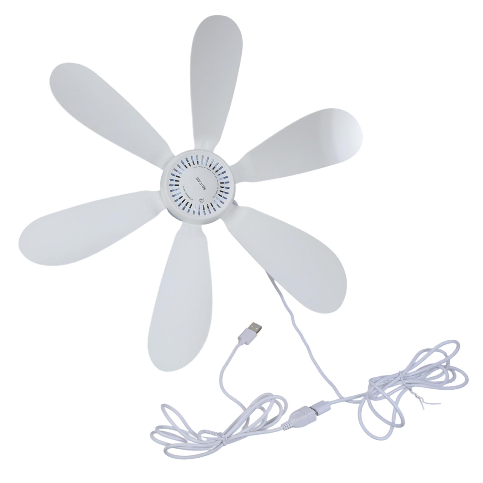Ventilador colgante USB silencioso de 5W y 16.5" para techo y zonas de camping