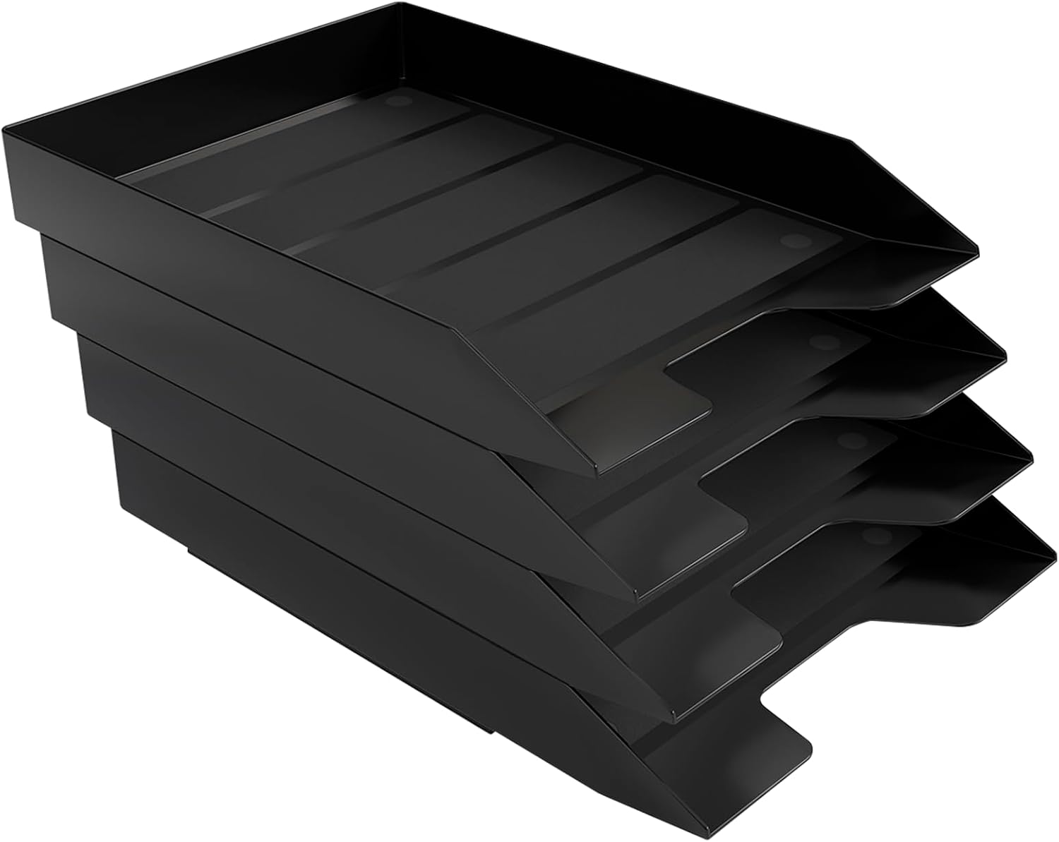 Acrimet 4 Tier Paper Organizer Letter Tray - Plastic Stackable Desk File Organizer, Front Load Paper Sorter Organizer for Letter/A4 Office File Folder Holder - Black