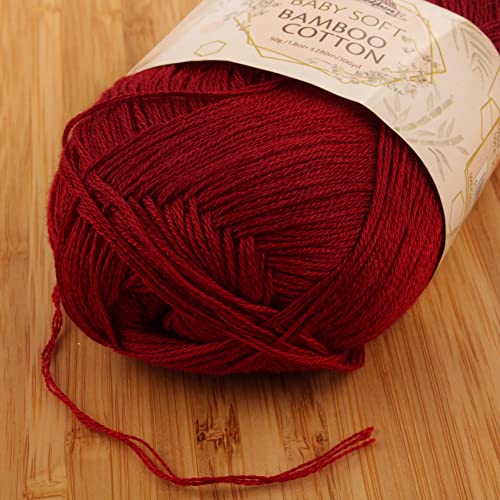 JubileeYarn Baby Soft Bamboo Cotton Yarn - 50g/Skein - Red Hot Red - 4 Skeins, 216 Red Hot Red - Image 3