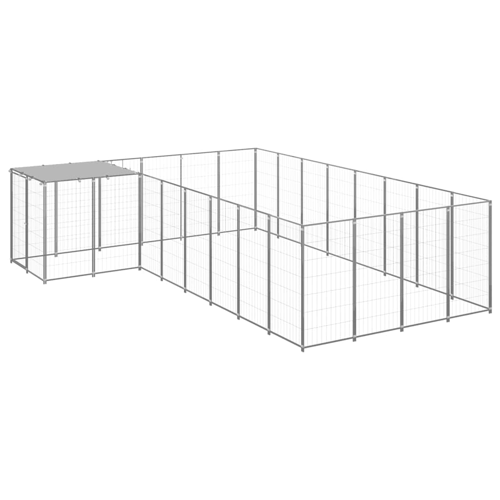 Jaula versátil para perros grande, perrera para perros plateada, 10,89 m², acero robusto, construcción de acero resistente, larga vida útil, diseñado con cerradura para mayor seguridad