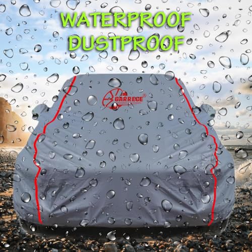 Image of Waterproof Car Body Cover Compatible with Xuv 3Xo Mx2 Diesel Mirror and Antenna Pocket, Triple Stitched (Heat Resistant US Grey with Red Piping)