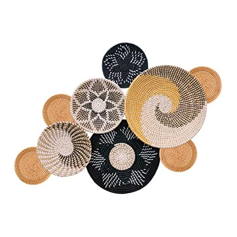 ChicnChill Wall Basket Decor - Set of 9 Boho Wall Baskets, Woven Wall Decor for Living Room - Handmade Decorative Accessories, Housewarming Boho Art Cover