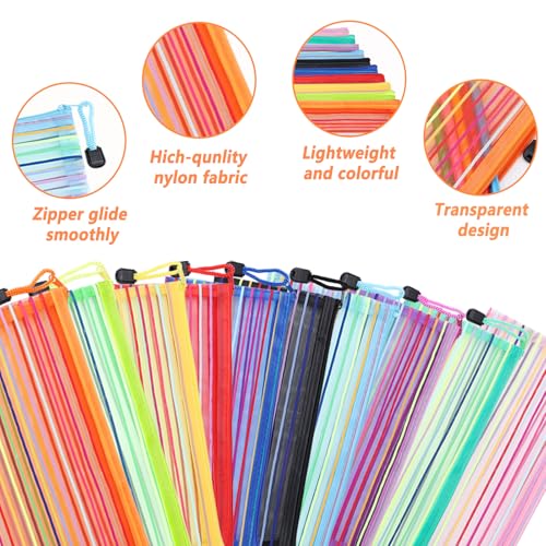 Image of 20 Pack 10 Colors Pencil Pouch Bulk Mesh Zipper Pouch Bags, Small Storage Bag, Multipurpose Pencil Case for School and Office Supplies, Travel Accessories