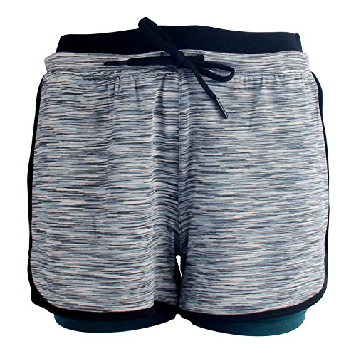 image for RIBOOM Women Workout Fitness Running Shorts, Double Layer Elastic Wais