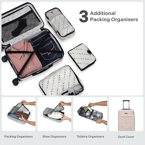 Image of Assembly Cabin Trolley Bag (55 cms) & Large Check in (75 cms) Polycarbonate Luggage Set of 2 - Premium Hardsided Suitcase with in-Built TSA Lock- Starkpro- Ivory