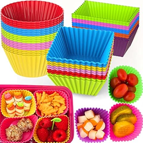 XANGNIER Silicone Lunch Box Dividers,40 Pcs Silicone Cupcake Liners,Silicone Muffin Cups,Bento Box Accessories for Kids Cover
