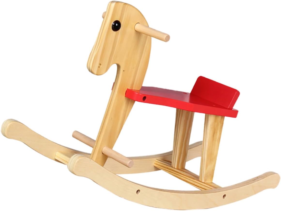 Wooden Rocking Horse Chair with Comfortable Cushion Easy to Assemble Rocking for Safe and Sturdy Little Rocker Seat for Boys