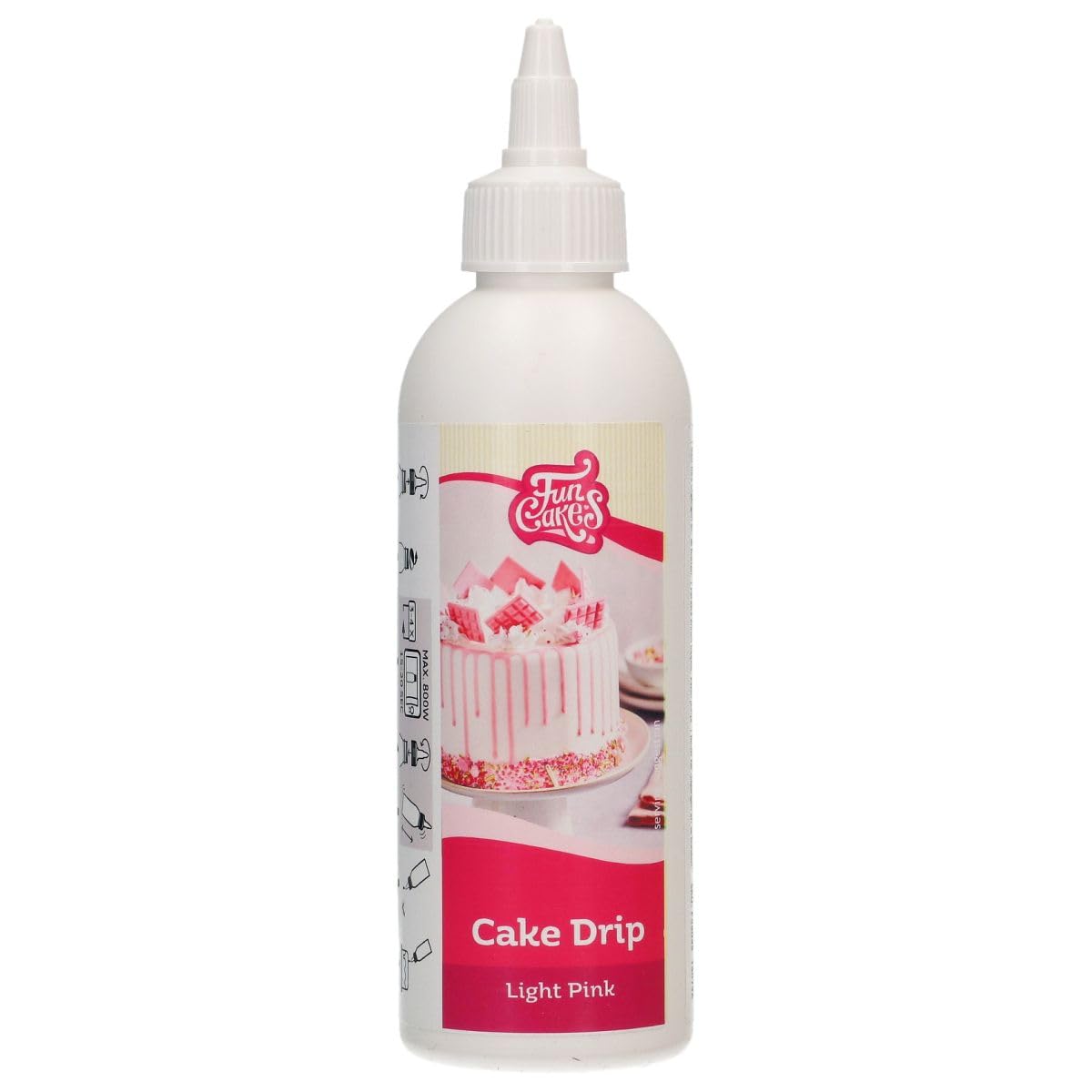 FunCakes Choco Drip Light Pink: Delicious Flavour, Easy to use, Perfect for drip Cakes, Drip Chocolate Flavour. Resealable Pack 180 g