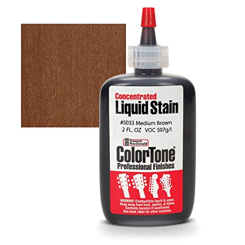 ColorTone Medium Brown Concentrated Liquid Stain – Liquid Color Dye for Guitar & Bass Finishing, Grain‑Enhancing Wood Stain, 2oz Bottle
