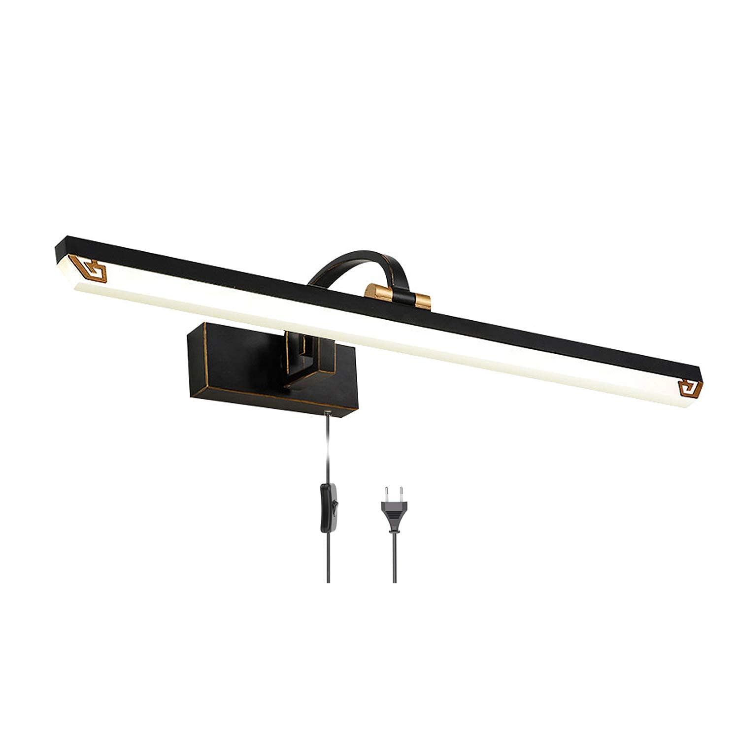 HYSJDMNC LED Bathroom Mirror Light with Plug and Cable IP44 Vintage Bathroom Wall Lamp with Switch Black Mirror Front Light Bathroom Cabinet Light 4000K Make-Up Light for Dressing Table 7 Interesting