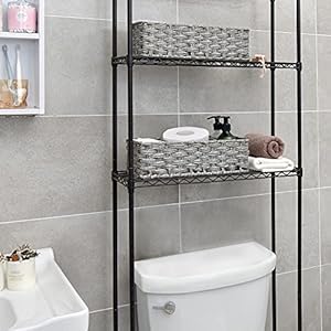 GRANNY SAYS Toilet Tray Tank Topper, Wicker Baskets for Storage, Set of 2 Waterproof Bathroom Baskets for Organizing, Gray Bathroom Organization Baskets, 14¼" x 6" x 4¼" GRANNY SAYS Toilet Tray Tank Topper Wicker Baskets for Storage Set of 2 Waterproof Bathroom Baskets for Organizing Gray Bathroom Organization Baskets 14 x 6 x 4