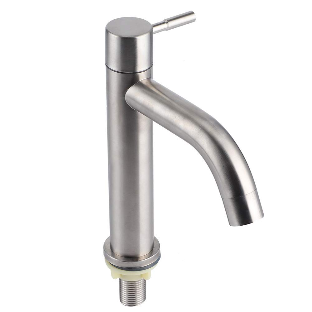 Wasserhahn G1/2 Edelstahl gebürstet Einzel-Kaltwasserhahn Waschbecken Wasserhahn Badezimmerzubehör Wasserhahn Wasser (Zylinder einzeln) (Farbe: Zylinder einzeln)