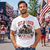 Vintage 4th of July Shirt Men, Get in Loser We're Crossing The Delaware T-Shirt Royal Blue