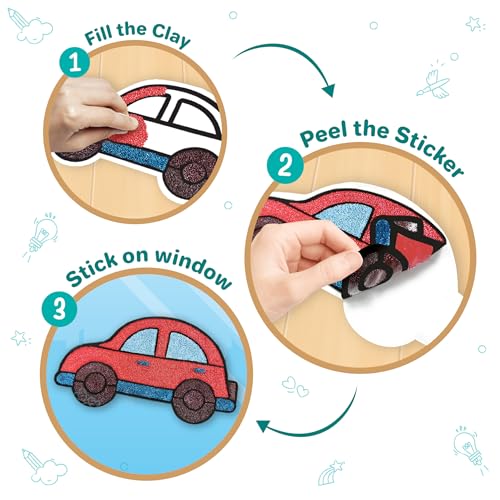 Image of Imagimake DIY Clay Stickers Transport | Create 2 Unique DIY Stickers Using Air Dry Clay | No Mess, Travel-Friendly | Birthday And Return Gifts For Kids Ages 3,4,5,6,Multicolor