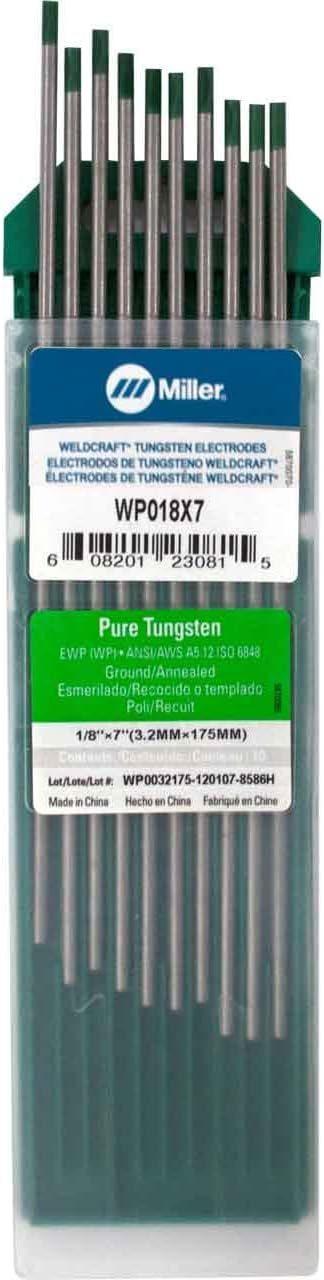 Tungsten Electrodes Green Pure 1/8" X 7"