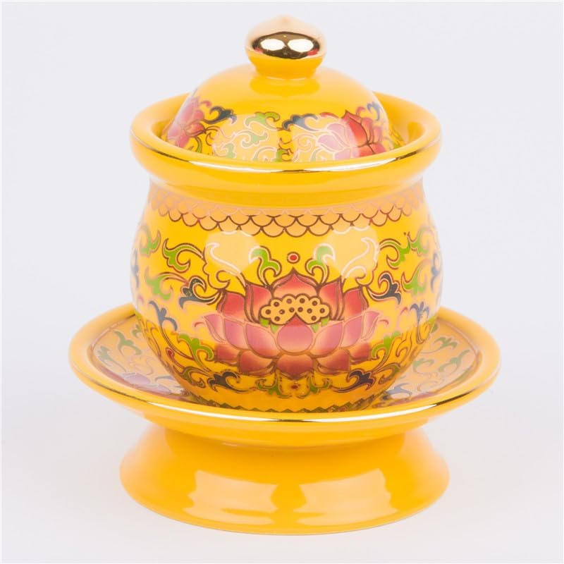 Usoway 珐琅彩新唐彩圣水杯陶瓷供水杯用品观音杯净水杯佛堂供杯摆件寺庙 Home Decorations, Feng Shui Decorations Bring Good Luck, Fortune ，hangingornament, 9036559193321