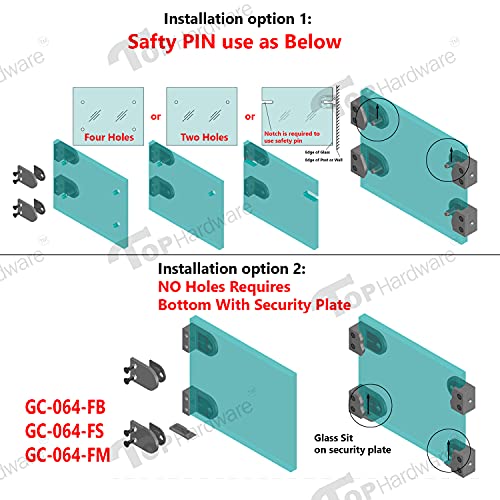 Image of 40-Pack, Stainless Steel 316 Grade Flat Back Round Glass Clamp 63 x 45 mm for 3 /8 inch - 1 /2 inch Tempered Glass or Laminated Glass, Matt Black Finish (GC-064B-40)