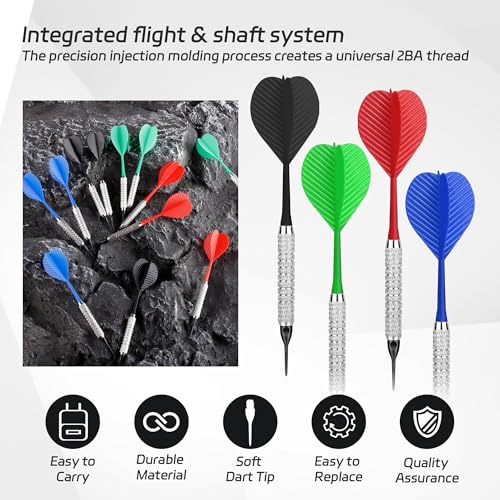 CyeeLife Dardos con punta de plástico, juego de 12 dardos blandos con 100 puntas de plástico para diana electrónica - imagen 4