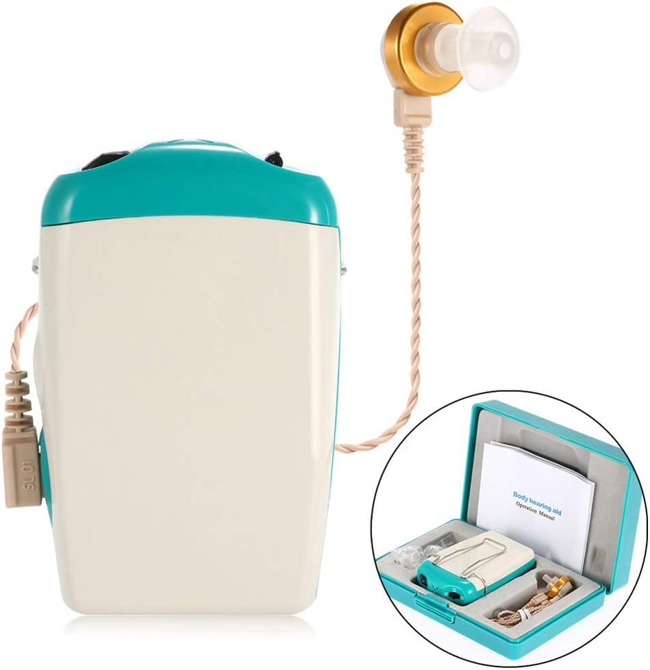 YOUGL Pocket Hearing Aid Sound Amplifier for Severe Hearing Loss Adjustable Voice Volume with Earplugs Ear Care Hearing Aid Machine